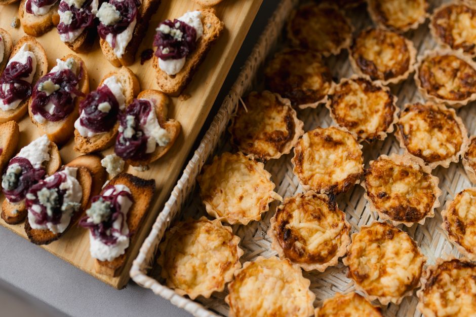 Gourmet appetizers tray being served